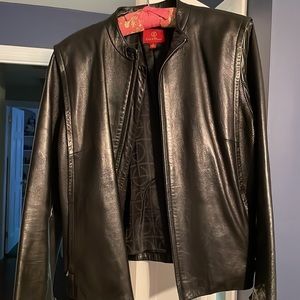 Cole Haan black Size L lambskin leather jacket